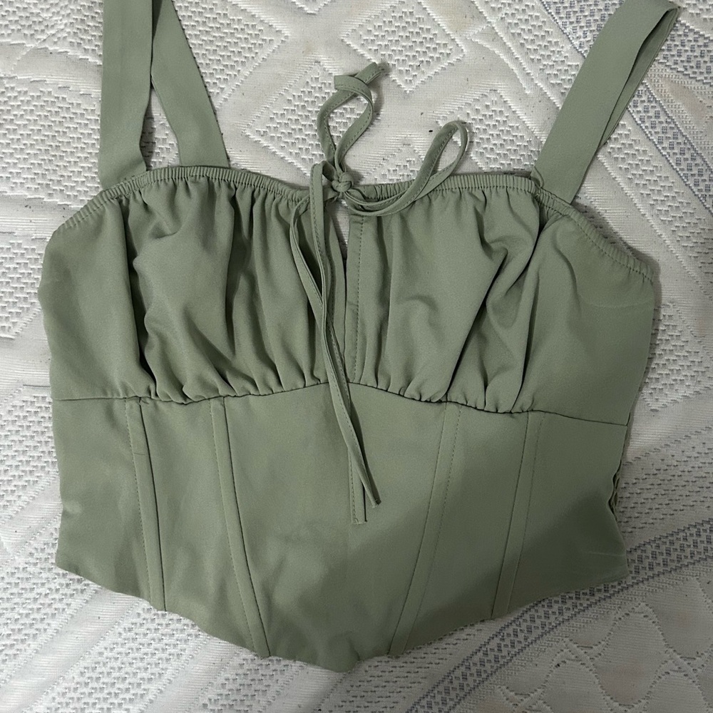Green Pacsun Kendall and Kylie corset cropped tank top